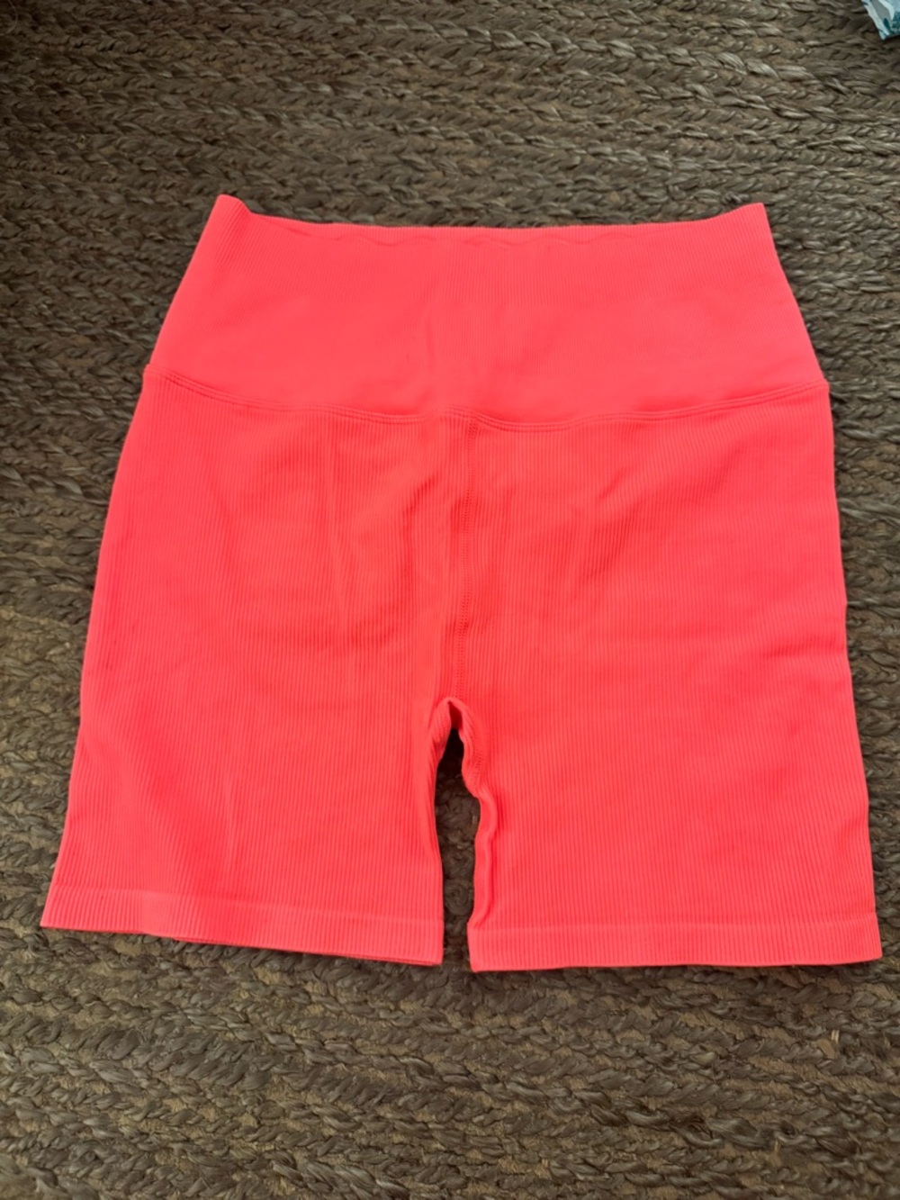 Spiritual Gangster Ribbed High-Waist Bike Shorts - Coral Pink